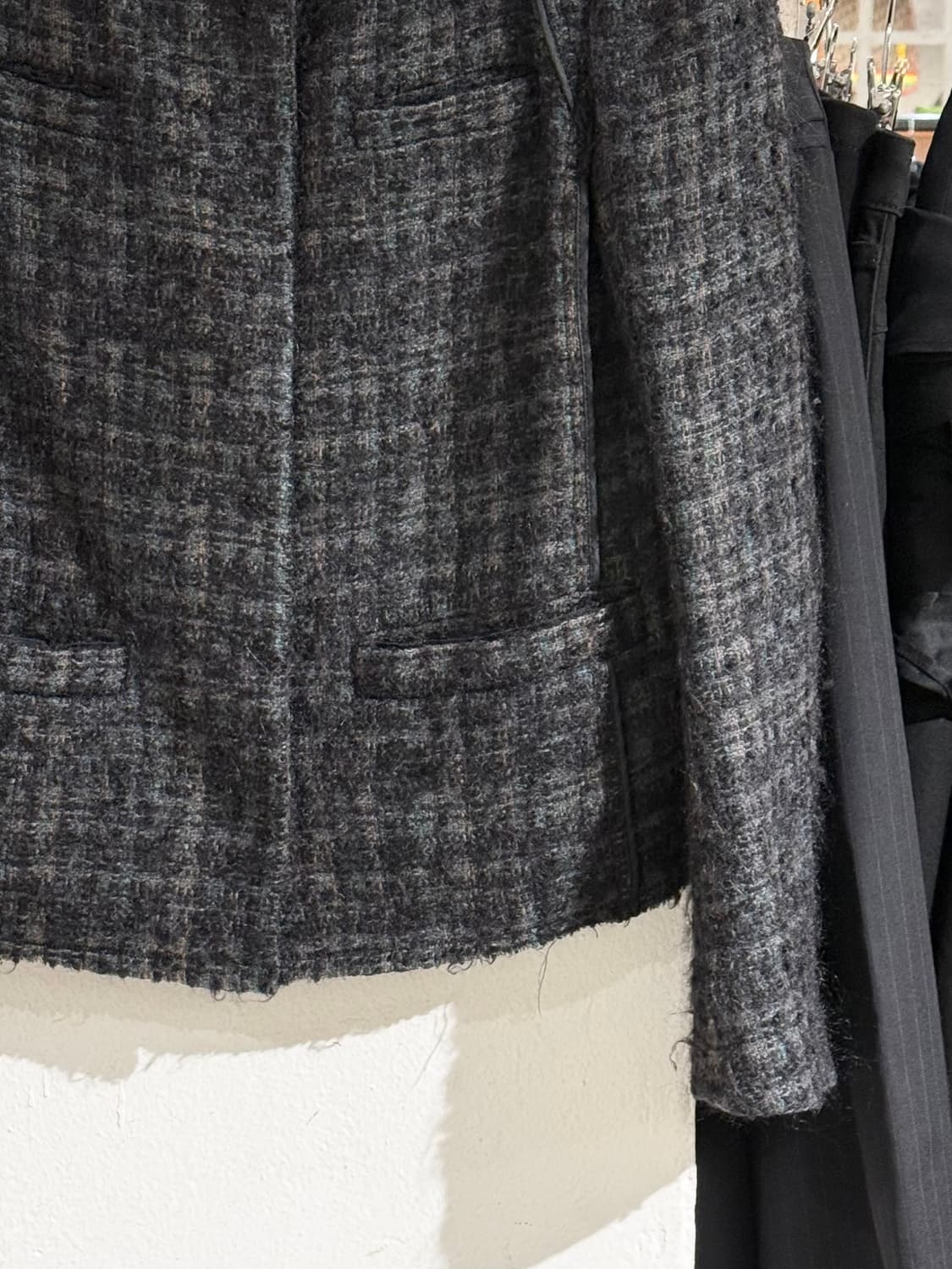프라다 차콜 트위드 모헤어 블렌드 노카라 자켓 상품이미지5