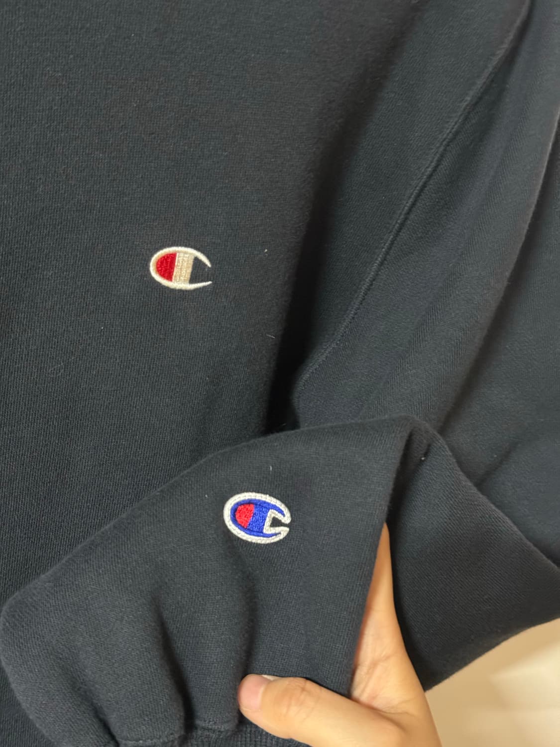 정품 챔피온 후드티 네이비 자수로고 빅사이즈 상품이미지4