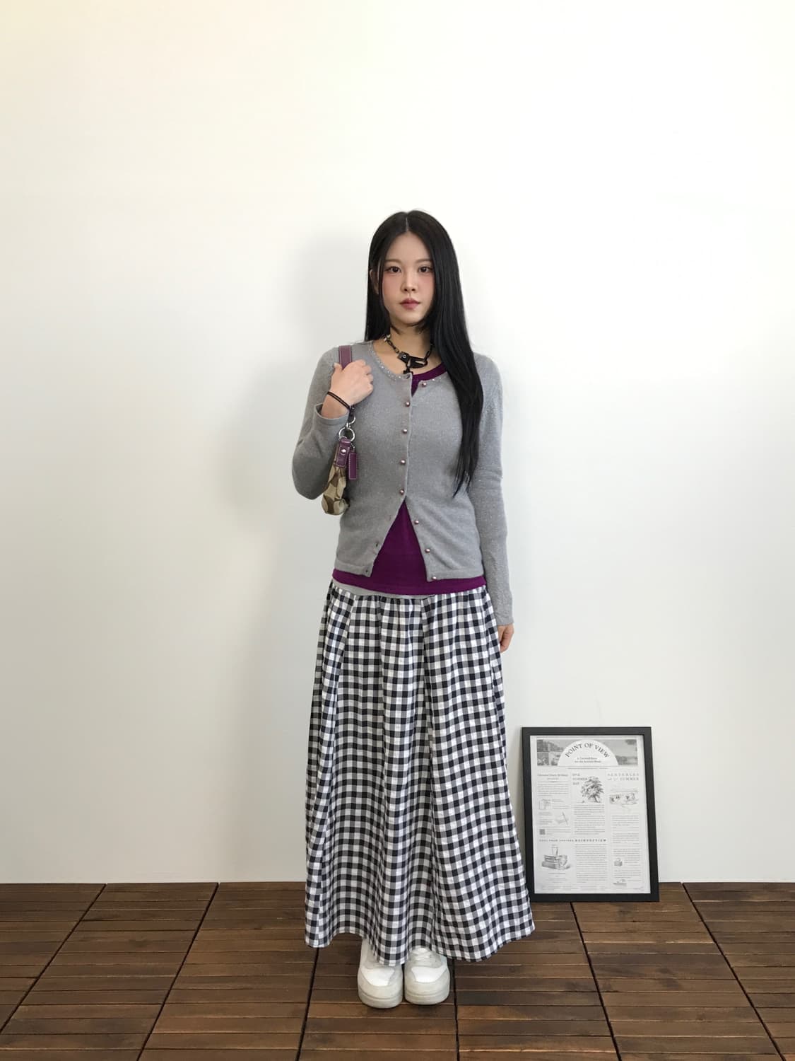 Jpn Poly Checked Long Skirts 상품이미지3