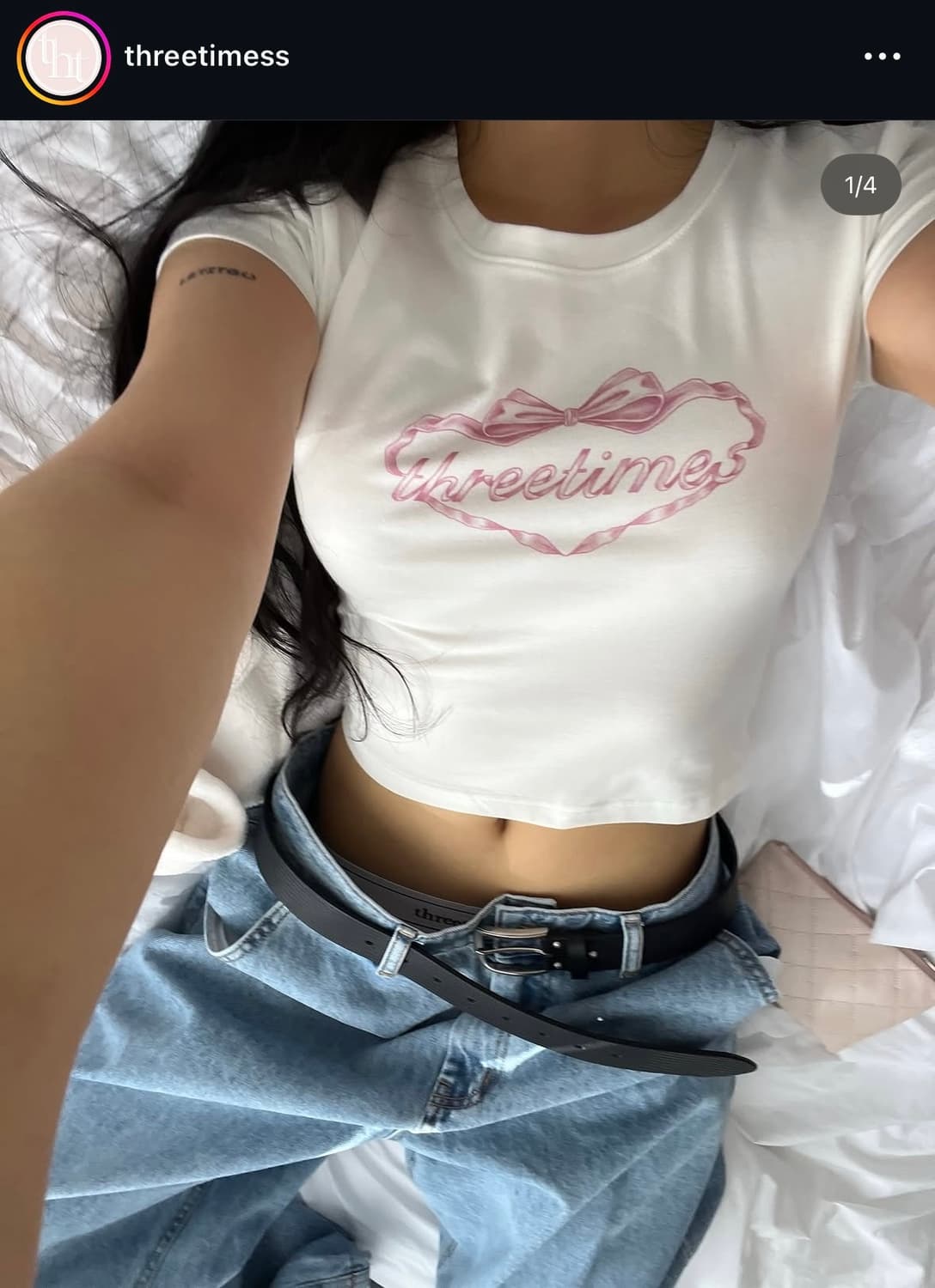 쓰리타임즈 하트리본 반팔 상품이미지1