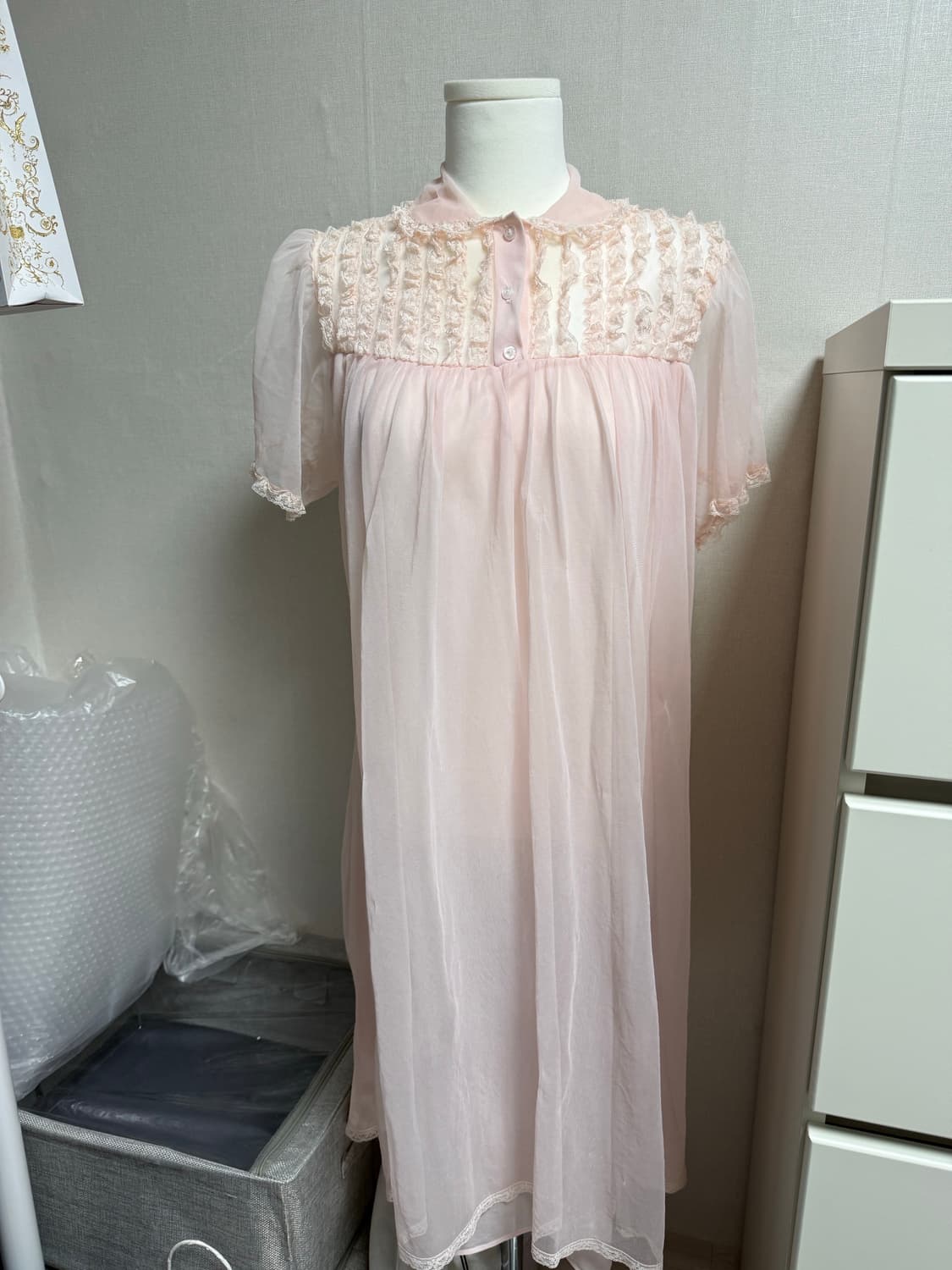 엔느빈티지 몬니 레이스 핑크 원피스 파자마 홈웨어 상품이미지1