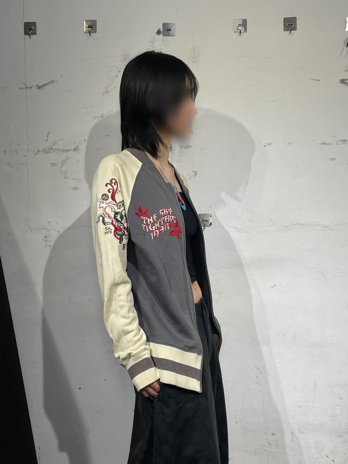 디젤 벤덜스 아카이브 오리엔탈 면 집업 해골 자수 스카쟌 M 상품이미지4