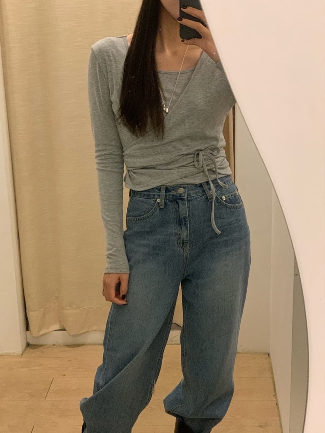 클마로 klmaroe 키드 기모 랩 리본 발레코어 티셔츠 상품이미지4