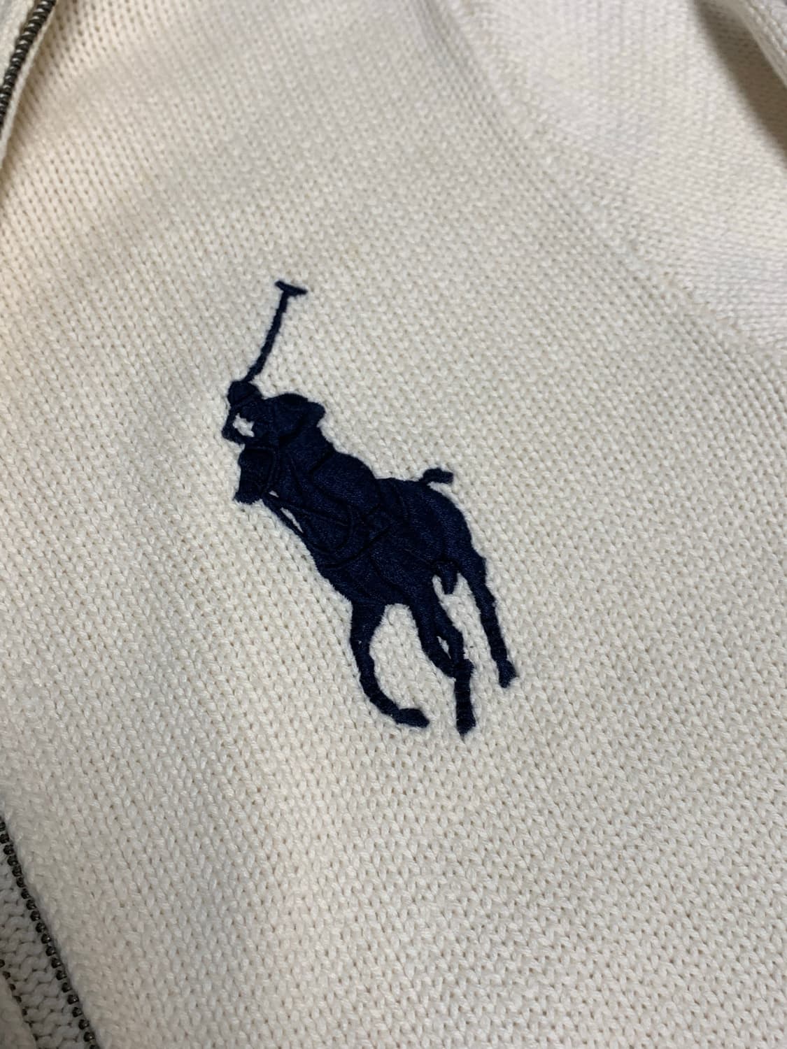 폴로 빅포니 니트집업 아이보리 상품이미지3