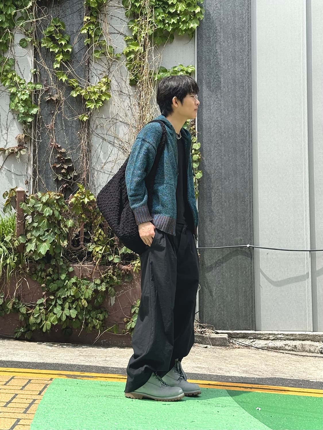 마르니 유니클로 믹스 컬러 얀 니트 후드 집업 (green) 상품이미지3