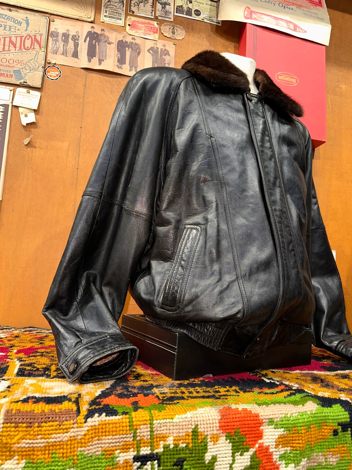 ( L-XL ) 봄버자켓 가죽자켓 레더자켓 빈티지가죽 양가죽자켓 상품이미지2