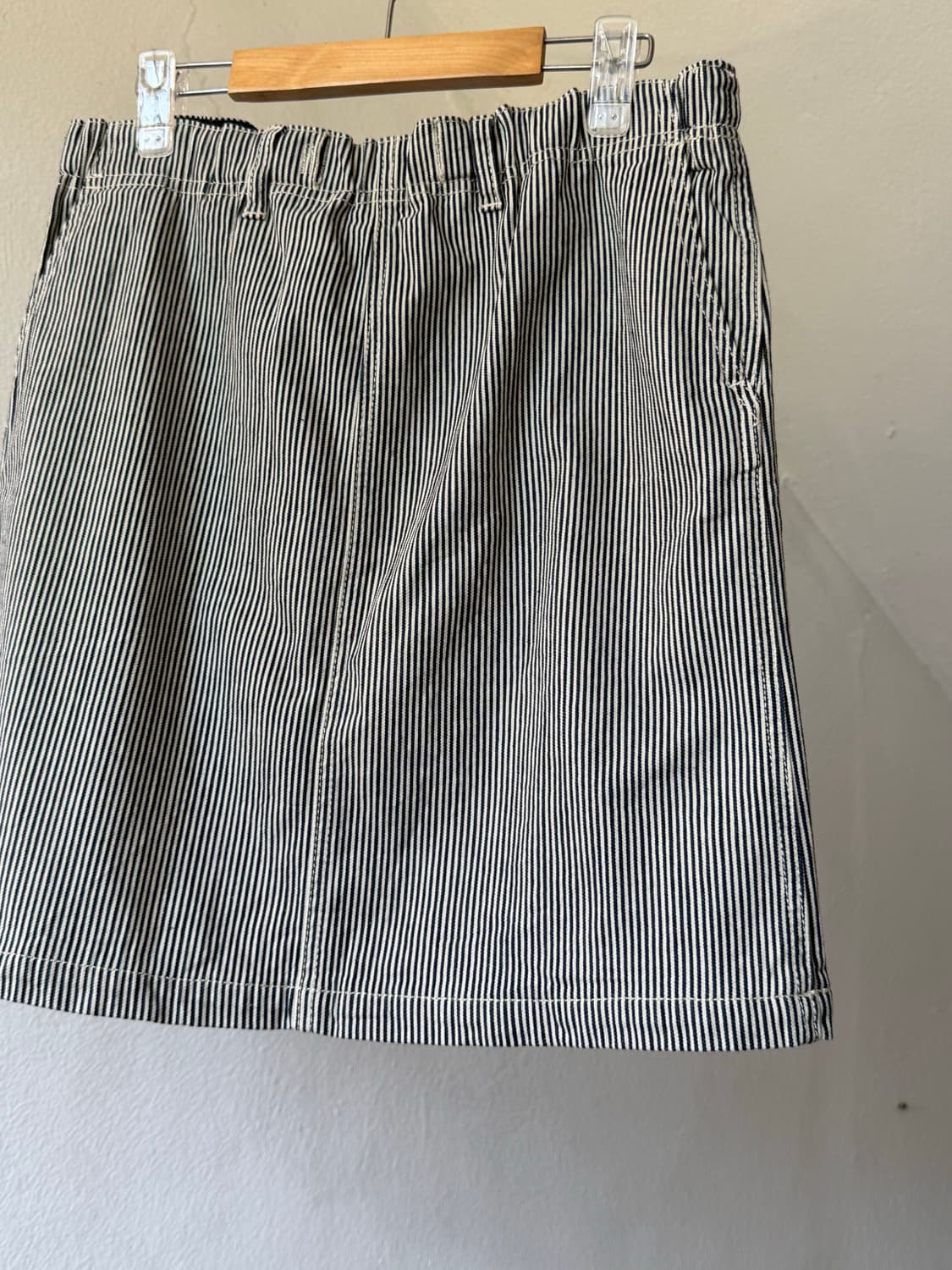 데님 스트라이프 미디 스커트 상품이미지3