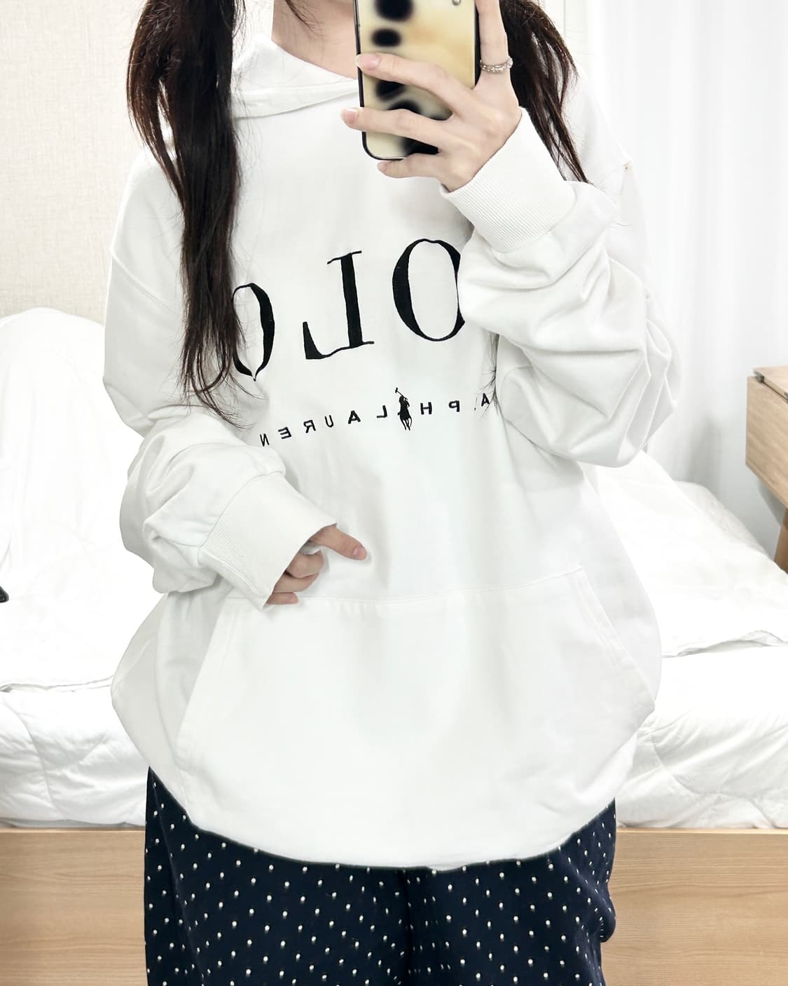 폴로 빅로고 화이트 후드 상품이미지3