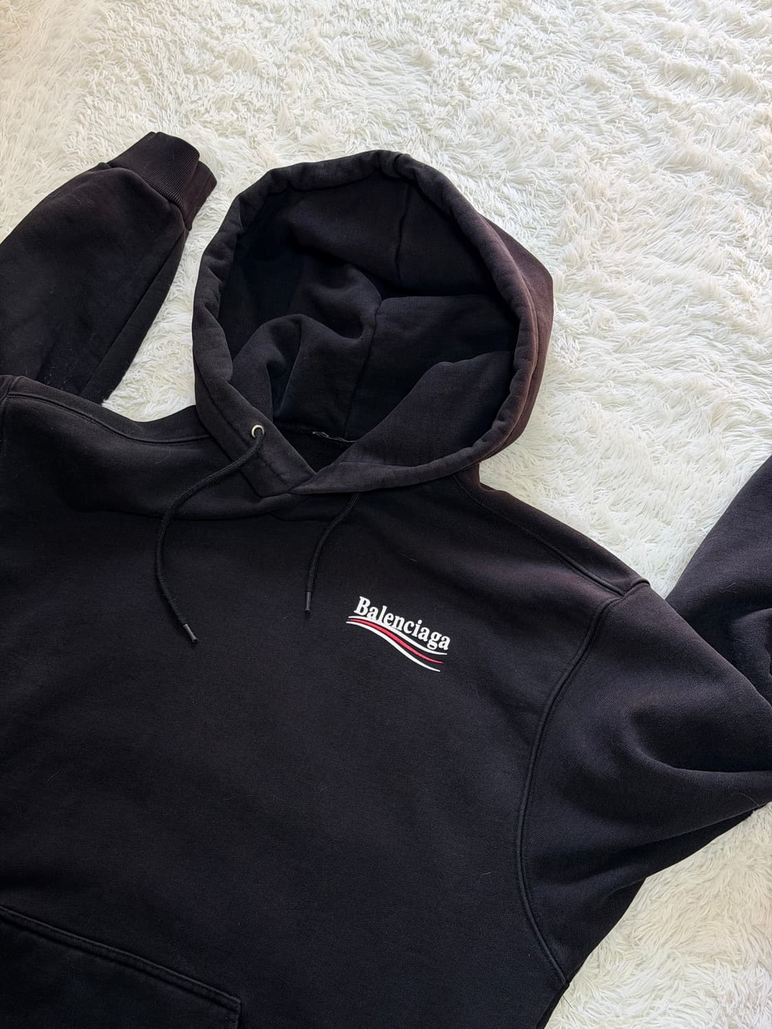 발렌시아가 웨이브 로고 후드티 블랙 L 상품이미지4