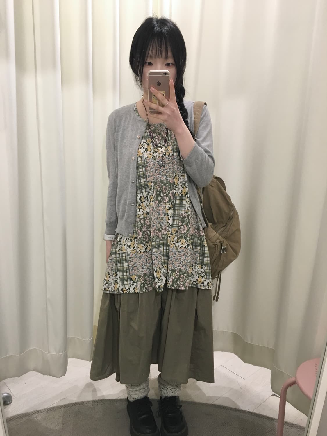 카키 모리 스커트 상품이미지2