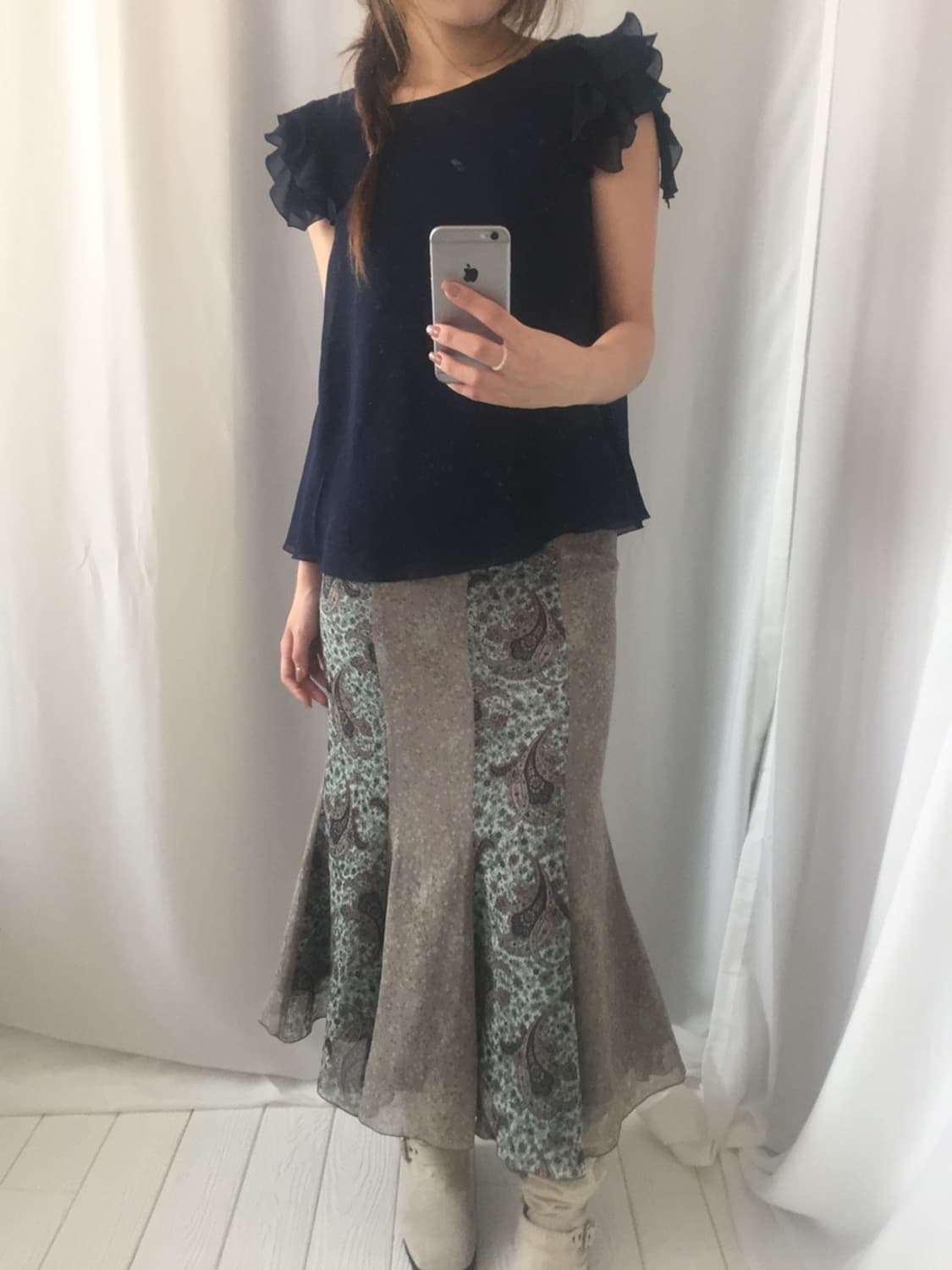 700. indigo flutter blouse 상품이미지2