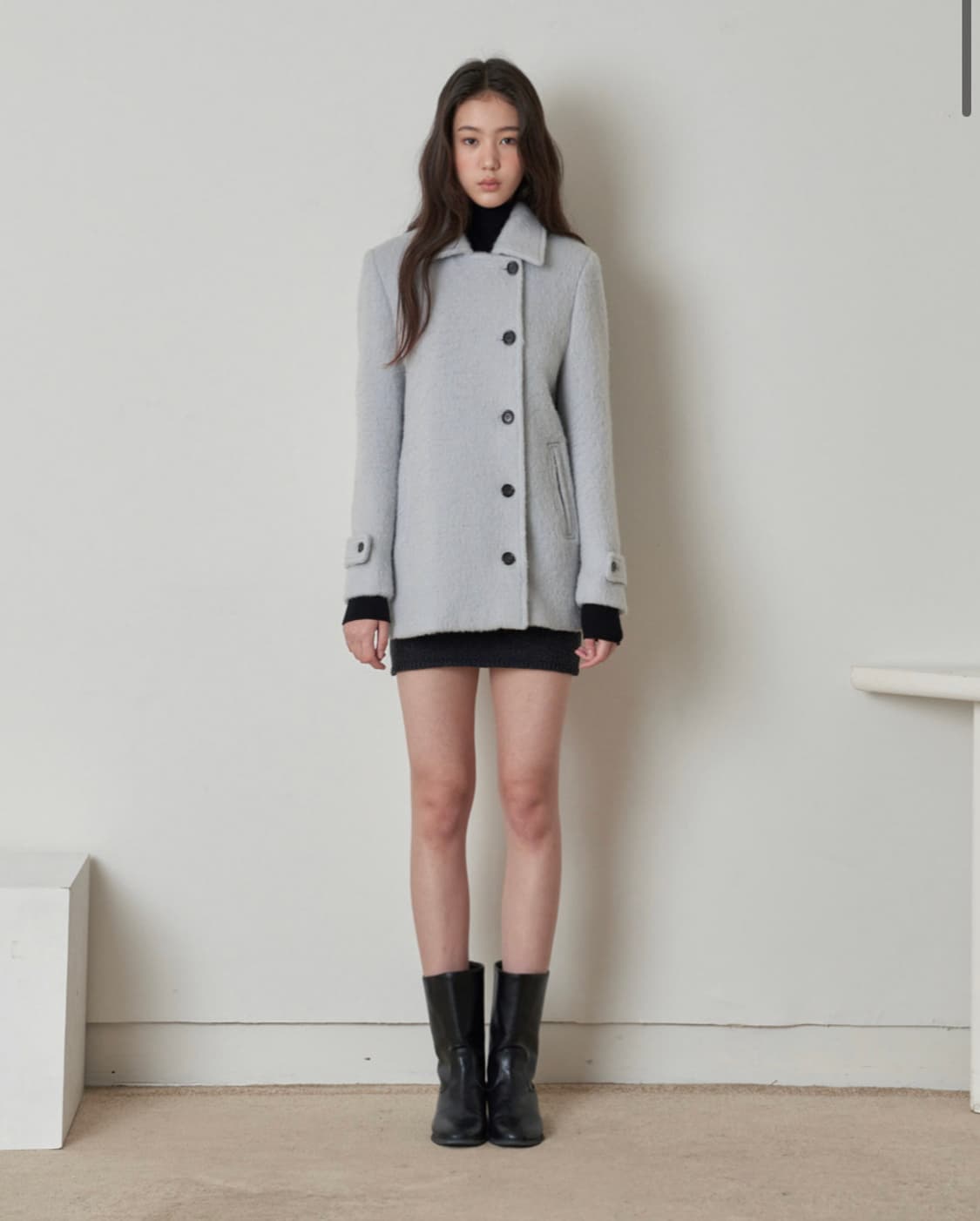 르베인 알파카 하프코트 스카이블루 하늘 상품이미지3