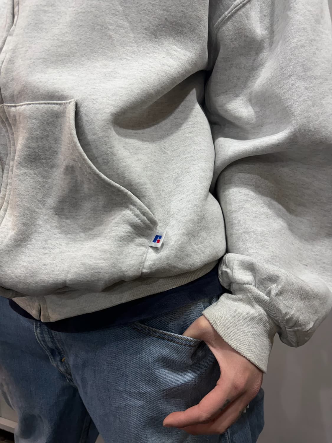 90s RUSSELL white logo hood zip-up 상품이미지4