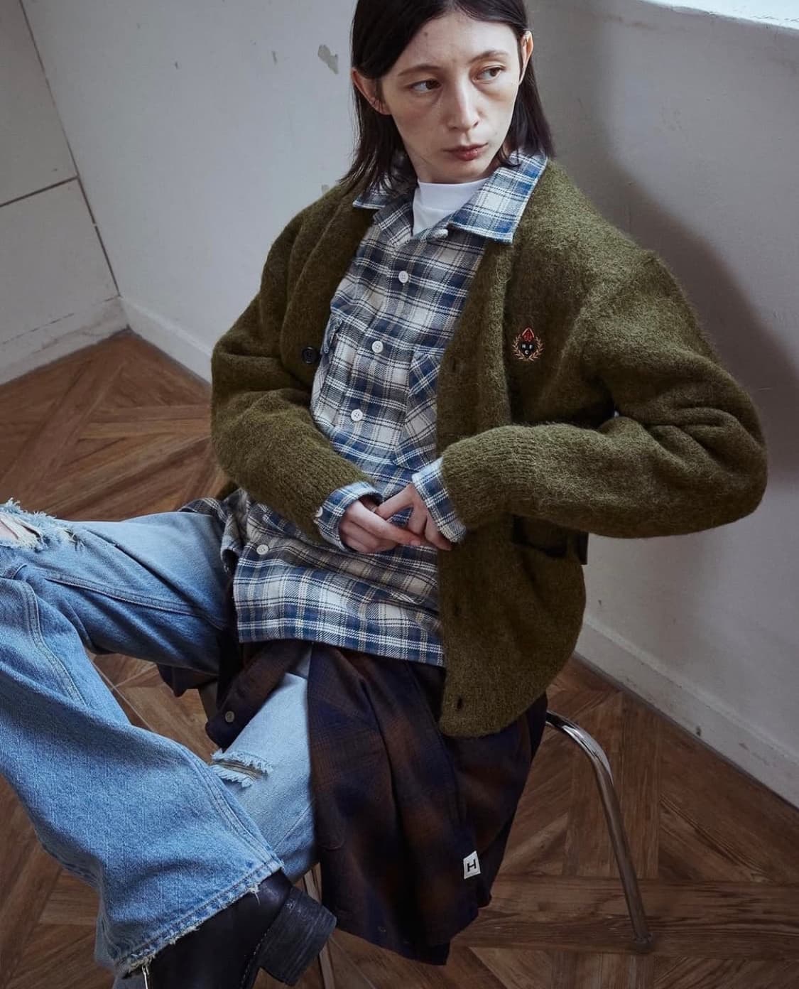 헤리티지플로스 크레스트 알파카 가디건 L 상품이미지8