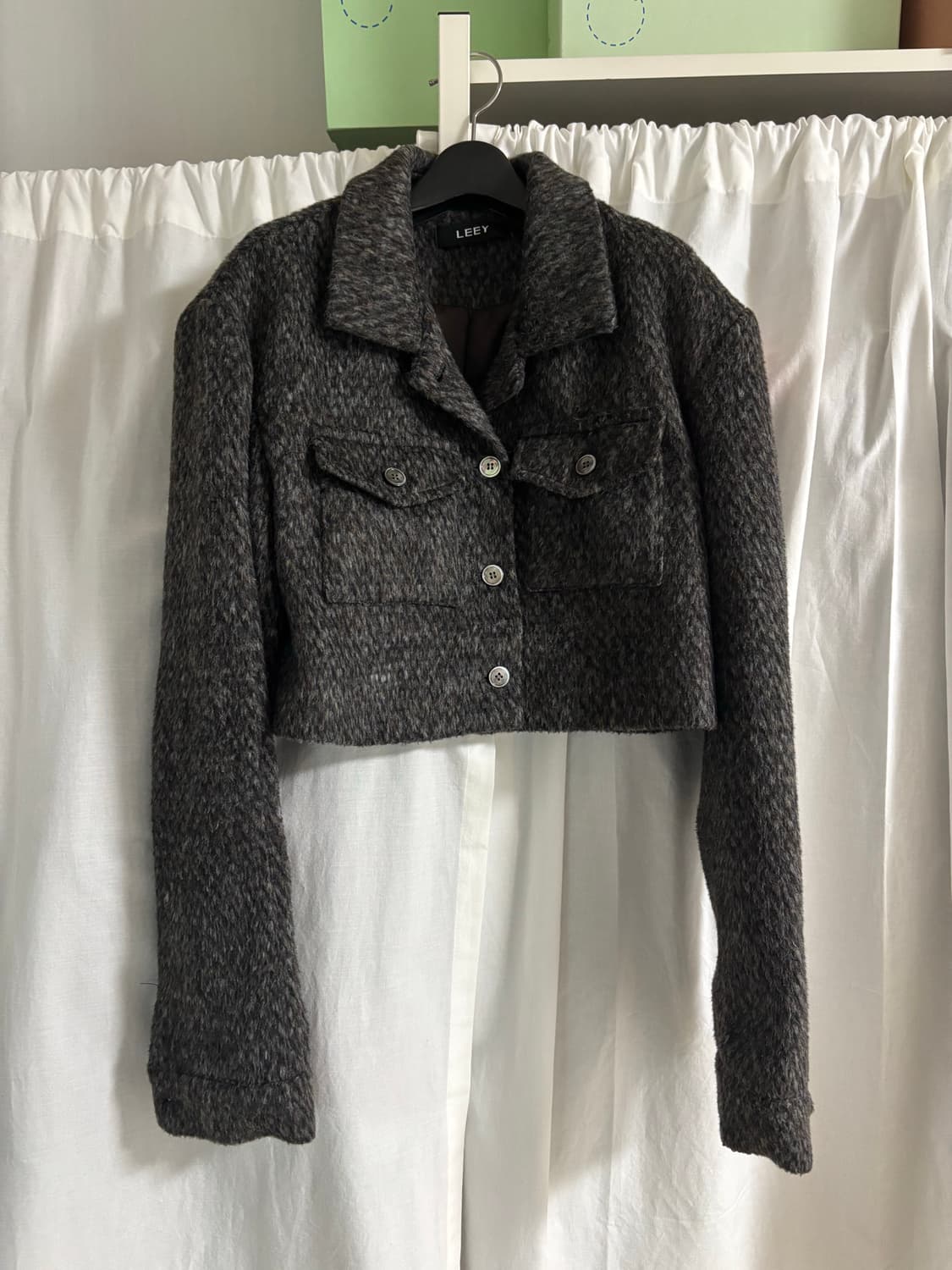 엘이이와이 크롭 울 자켓 블랙 상품이미지1