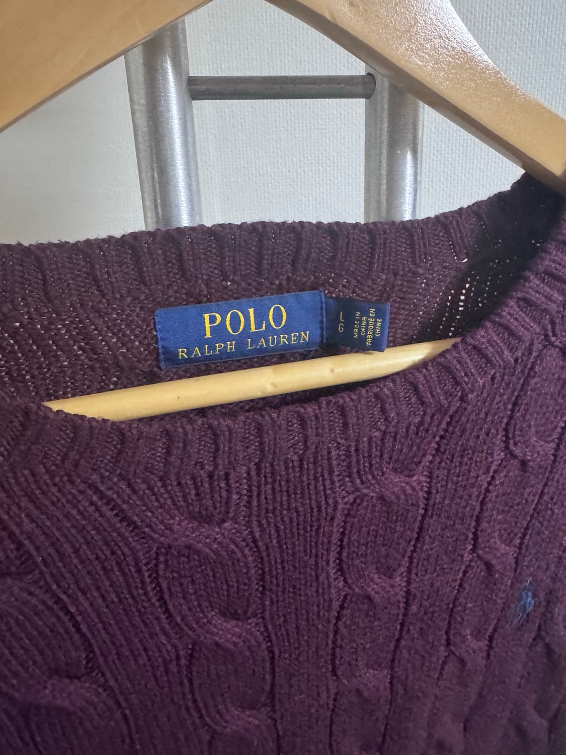 폴로 랄프로렌 케이블 니트 버건디 사이즈 L 상품이미지2