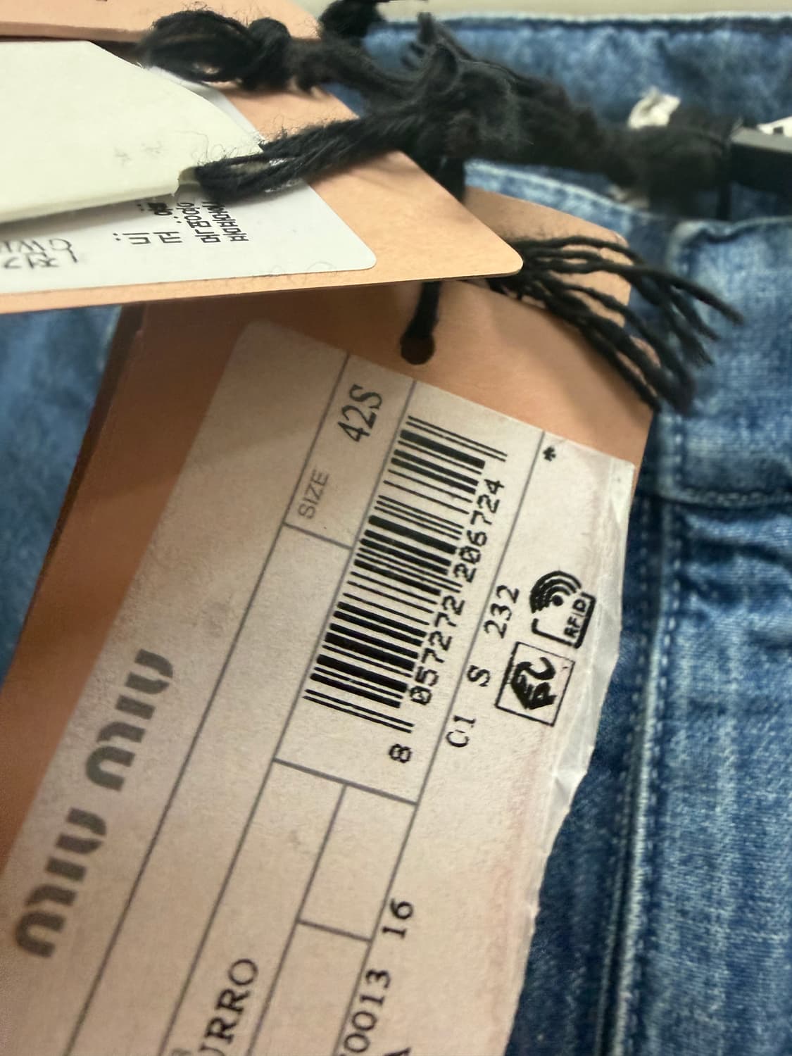 미우미우 로고 샴브레이 데님팬츠 ( 33 ) 상품이미지7