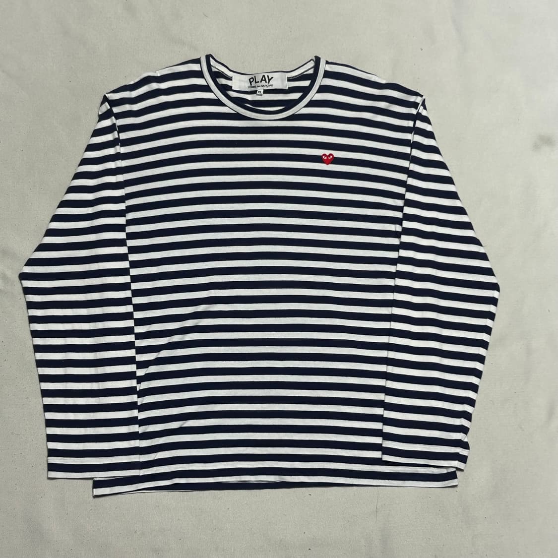 XL 꼼데가르송 레드 와펜 스트라이프 긴팔티 상품이미지2