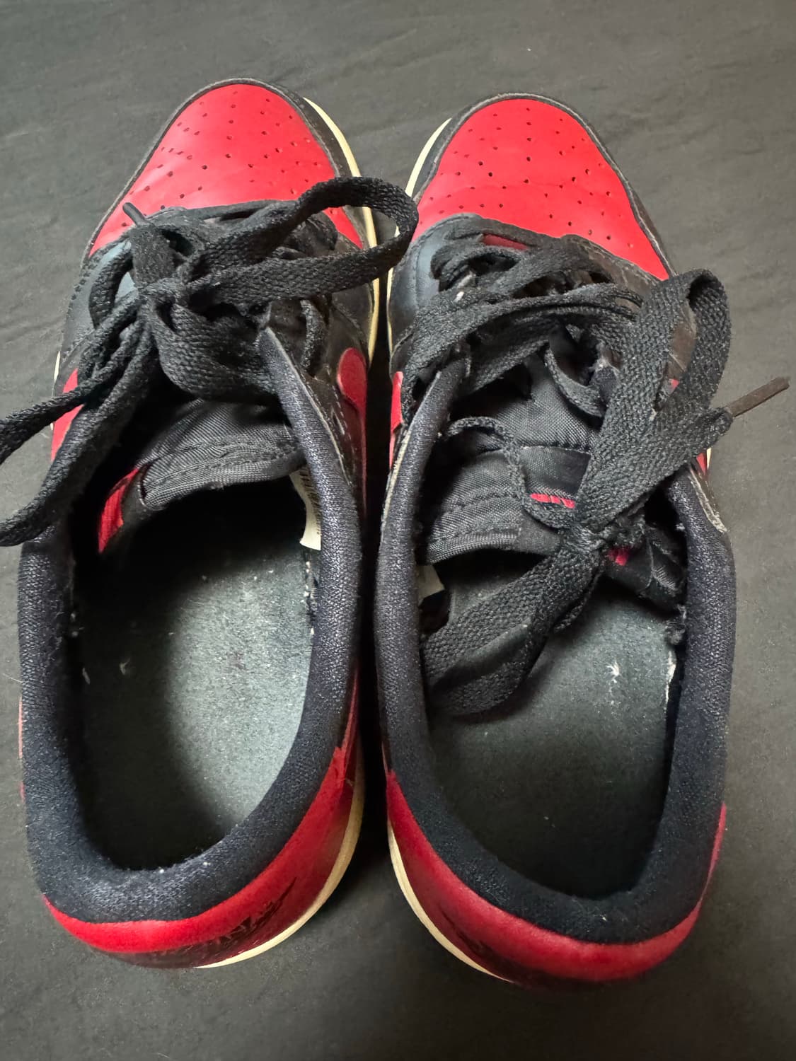 중고정품 2015 나이키 조던1 로우 레트로 OG 브레드 270mm 상품이미지5