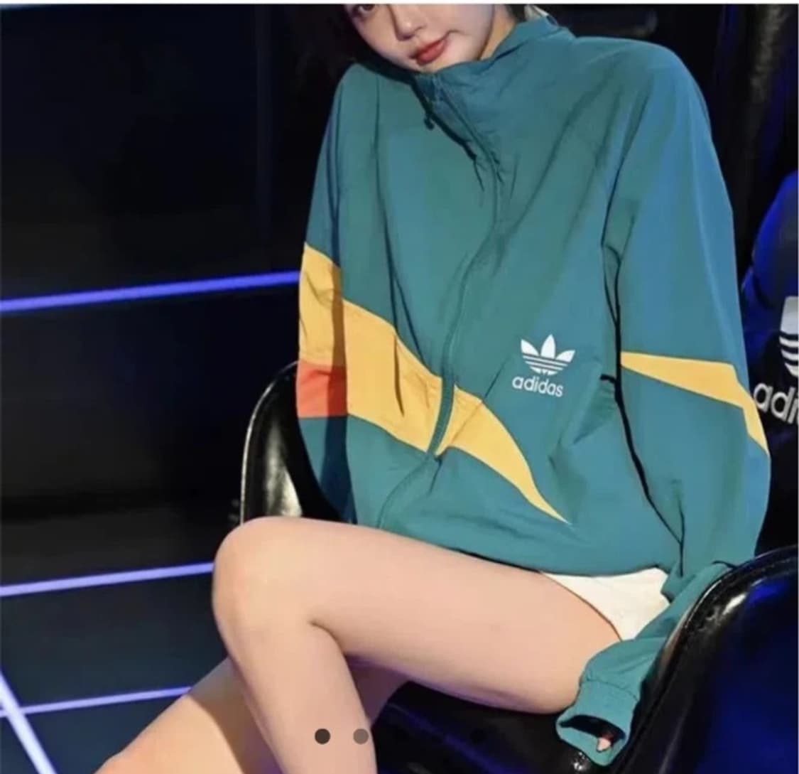 아디다스 컬러블록 오버핏 바람막이 자켓 M 상품이미지3