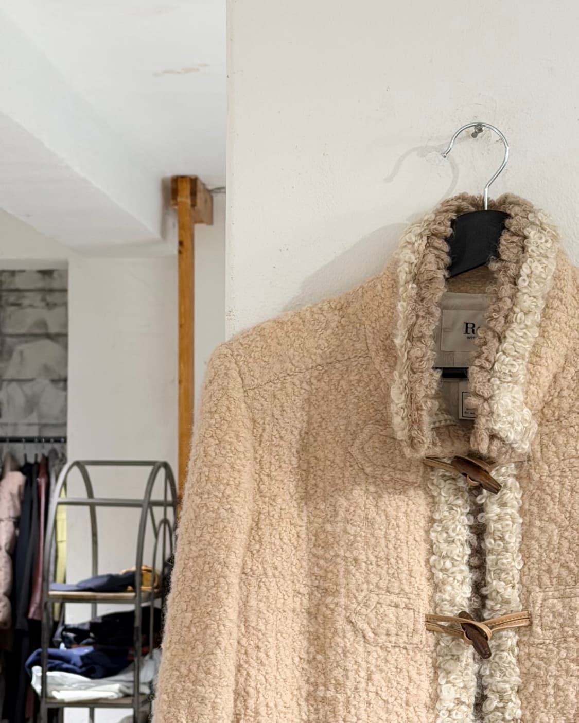 르네 베이지 트위드 포켓 더플 코트 상품이미지2