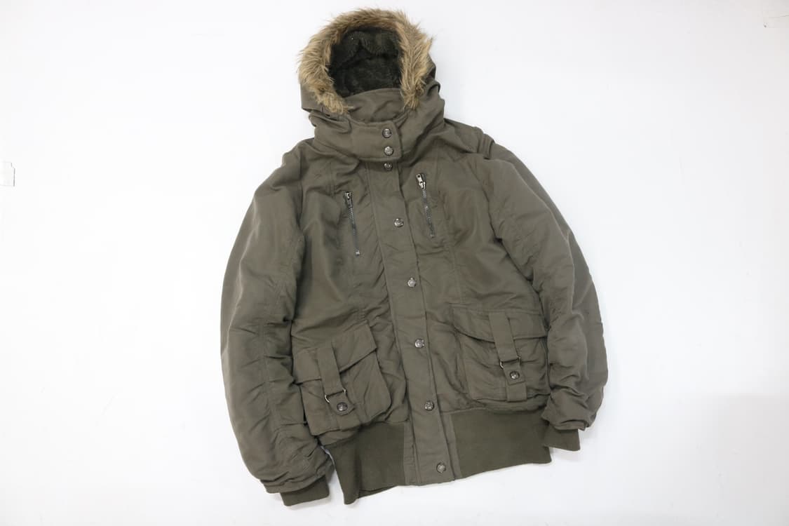 PENDORA 빈티지 카키 밀리터리 후드 퍼 보머 자켓 (L) 상품이미지2