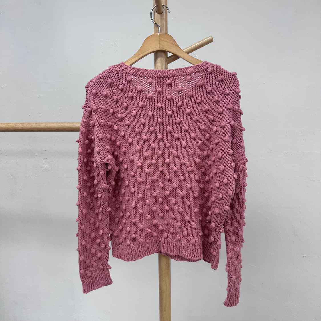 GANNI 가니 핑크 크롭 팝콘 니트 스웨터 XS / 가슴단면53 상품이미지5