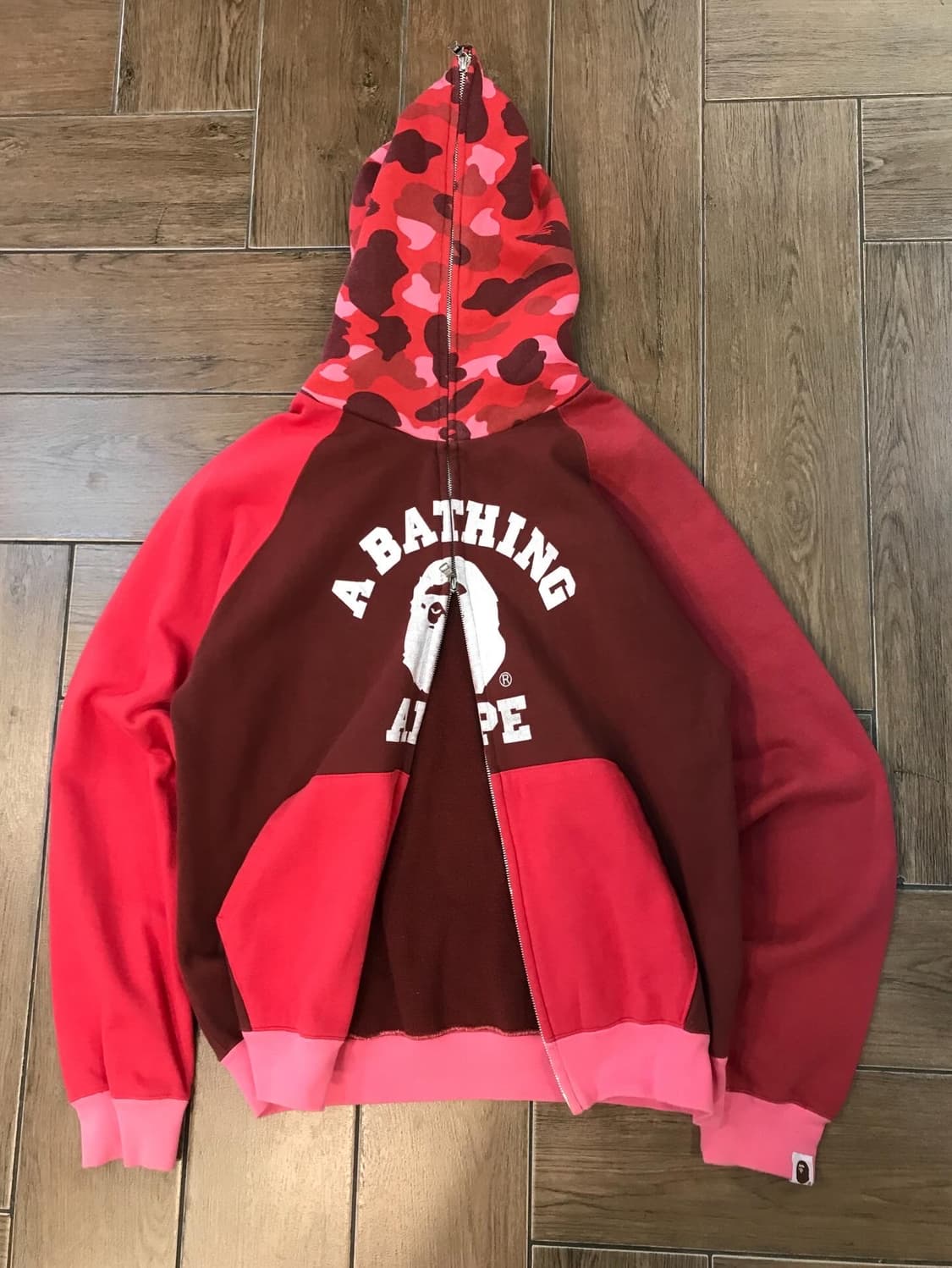 Bape Red Camouflage College Two-way Ho 상품이미지8