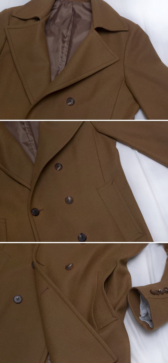 DKNY 울캐시미어 카멜 브라운 클래식 더블 코트 자켓 (100+) 상품이미지8