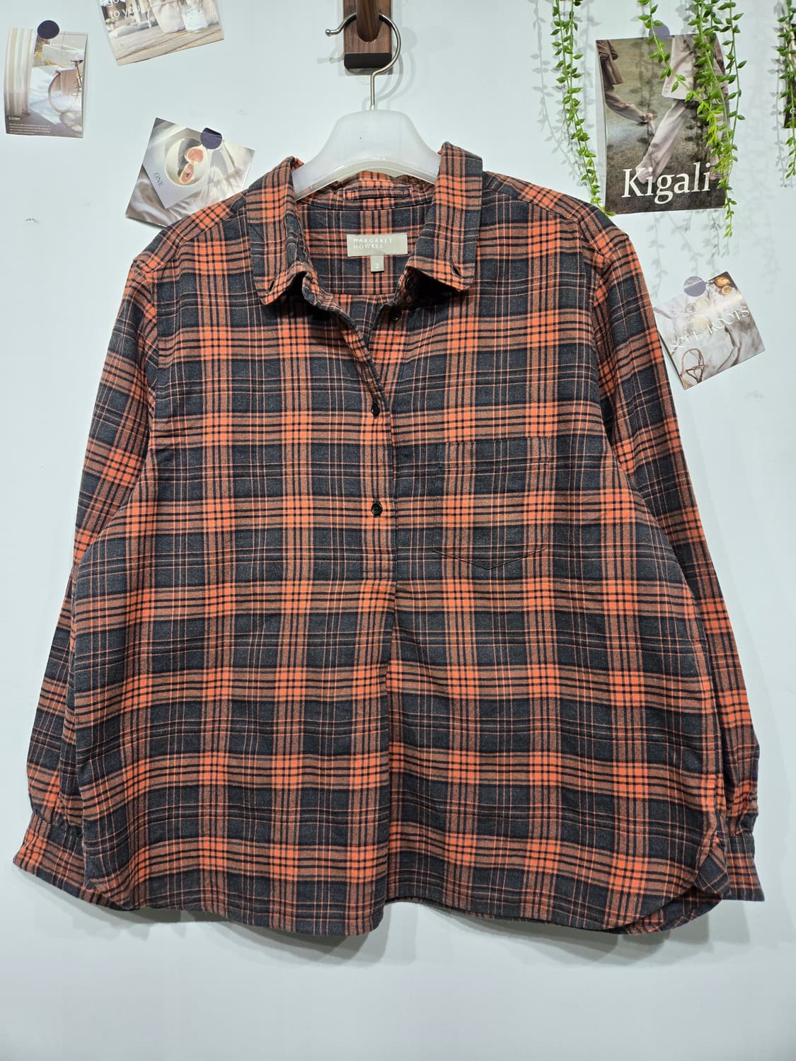 마가렛 호웰 오렌지 블랙 체크 셔츠 남방 상품이미지3
