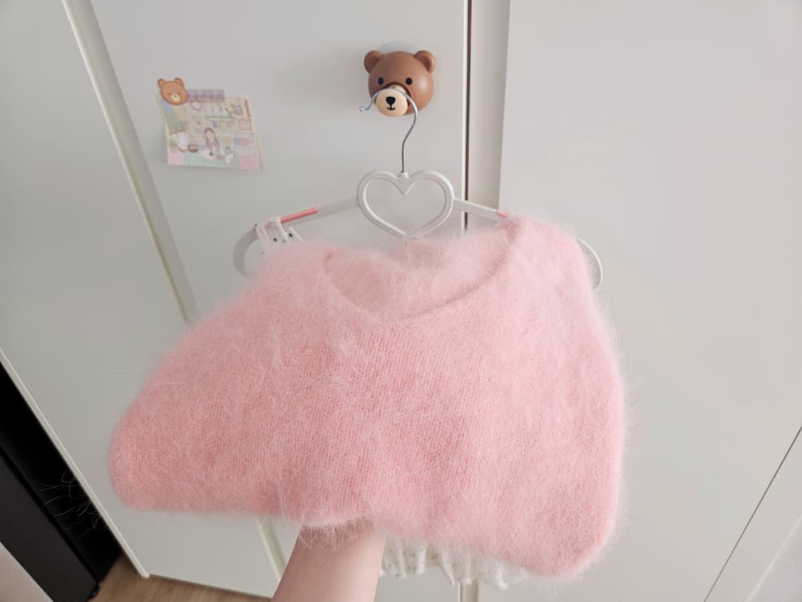 더티스 앙고라 브이넥 니트 핑크 상품이미지9