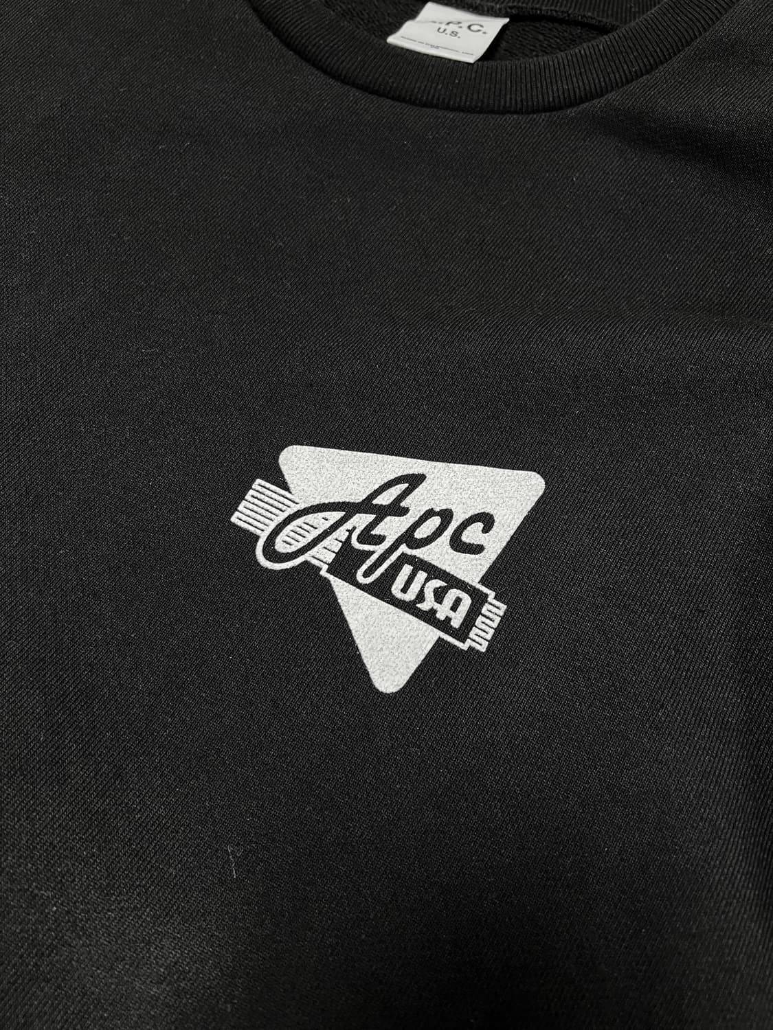 [XXL] A.P.C 아페쎄 USA 로고 프린트 코튼 맨투맨 블랙 상품이미지1