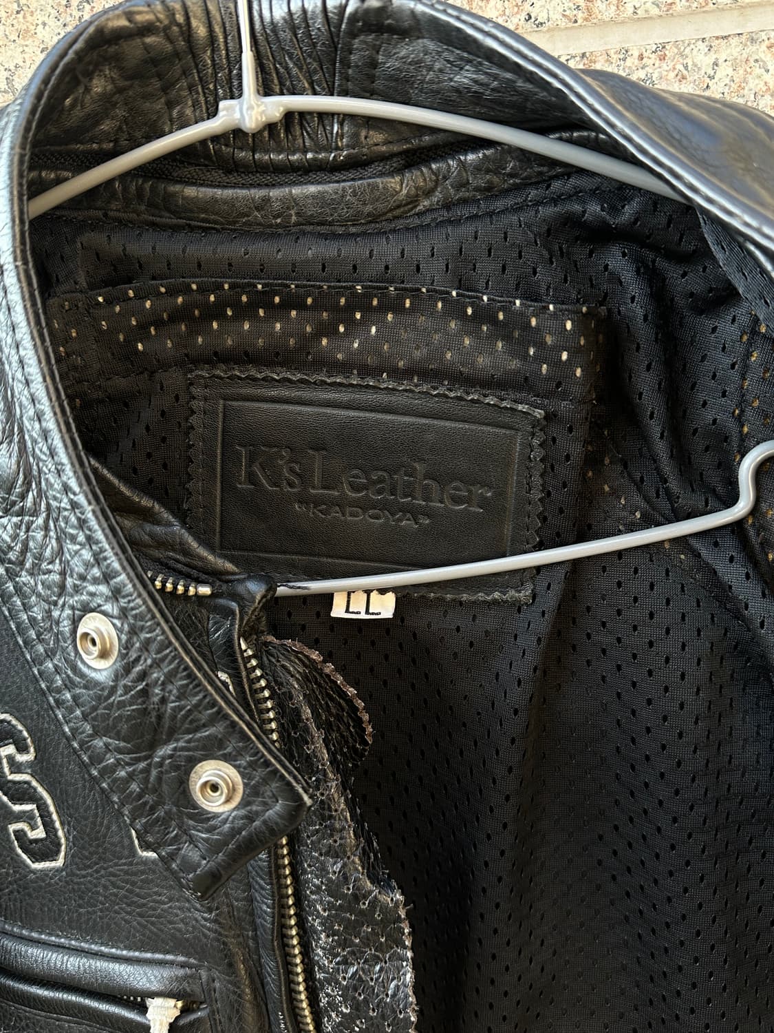 KADOYA 카도야 블랙 레더 레이싱 자켓 스타 패치 상품이미지8