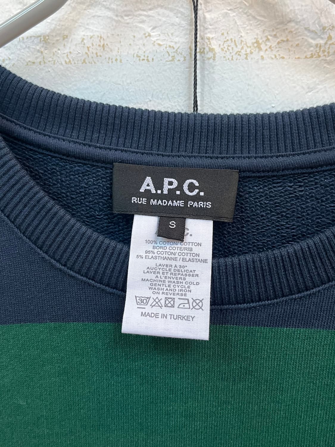 A.P.C 스트라이프 맨투맨 그린 네이비 S 상품이미지2