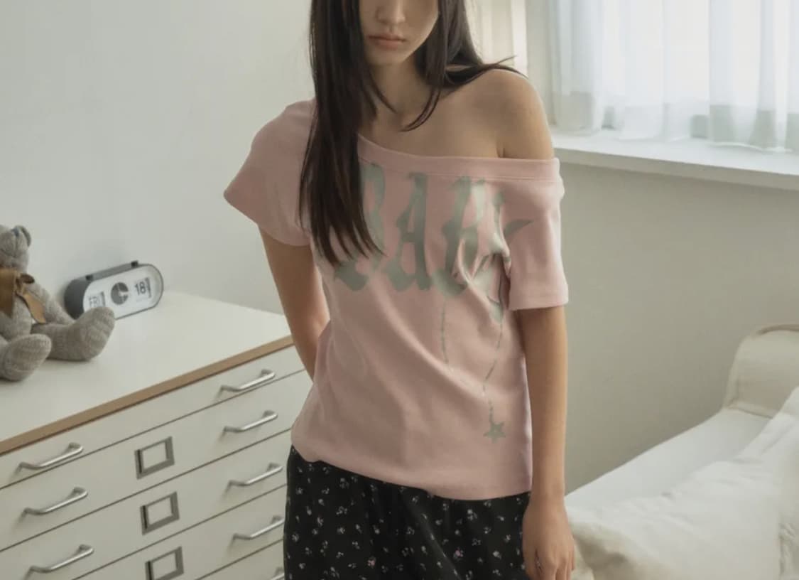 셋업이엑스이 BABY WIDE NECK TOP / PINK 상품이미지2