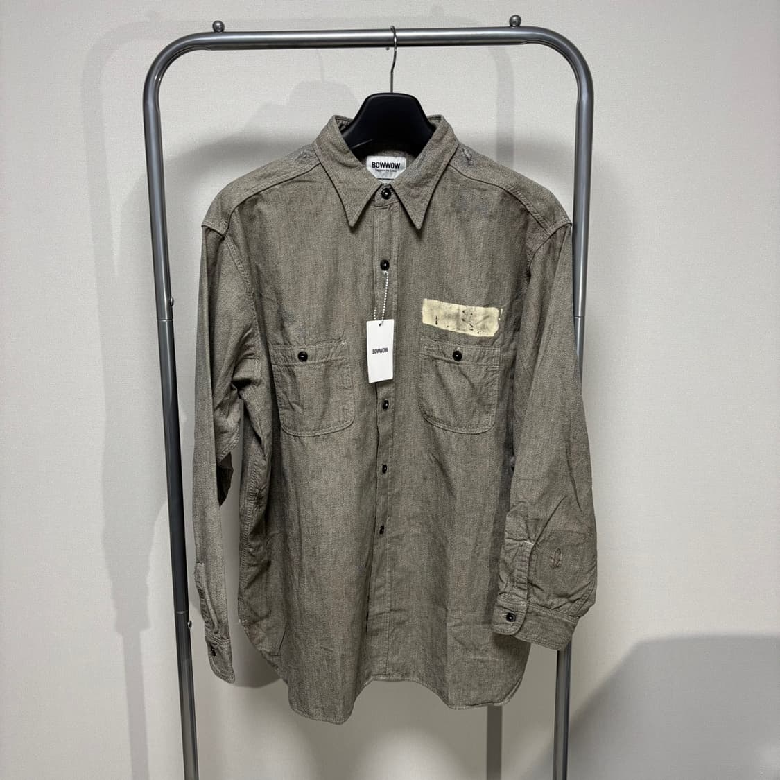 XL) BOWWOW 바우와우 24FW 프리즈너 블랙 샴브레이 셔츠 상품이미지1