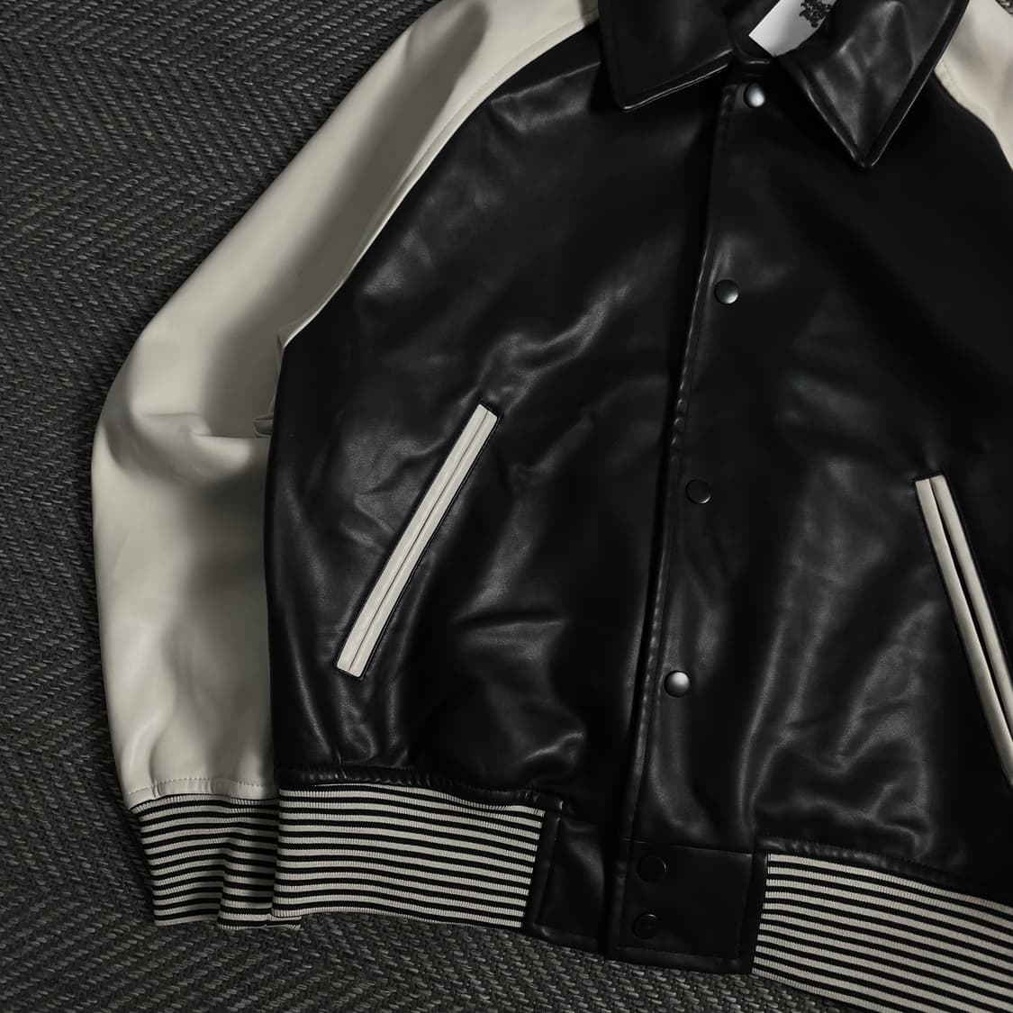 파르티멘토 버핑레더 배색 봄버 자켓o 3797 상품이미지3