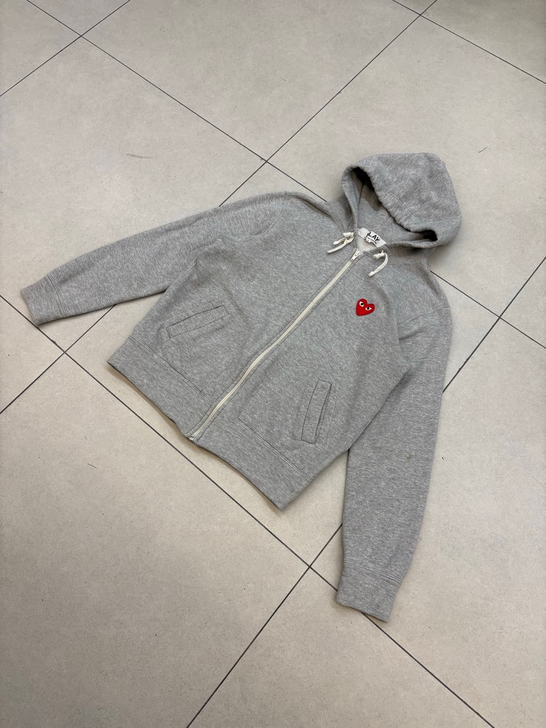 꼼데가르송 플레이 그레이 후드집업 상품이미지2