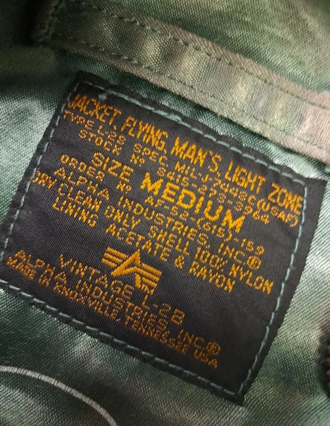 오리지날 알파사 미공군 L-2B 빈티지 항공점퍼 상품이미지2