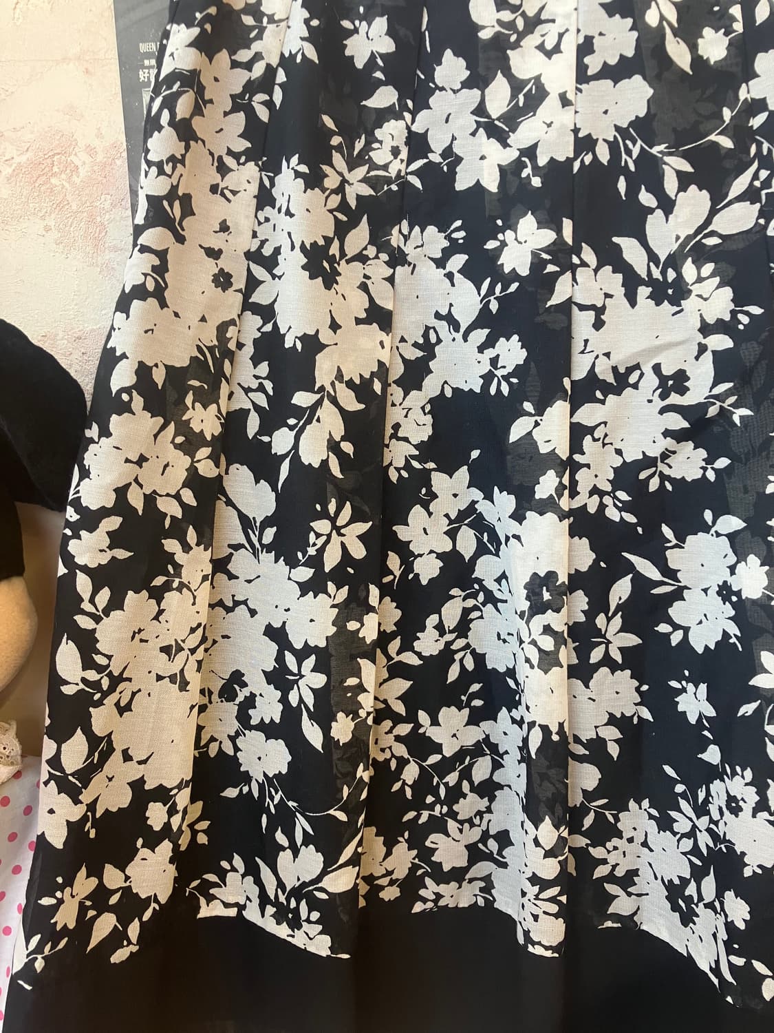 jpn 블랙 앤 화이트 플로럴 스커트 상품이미지2