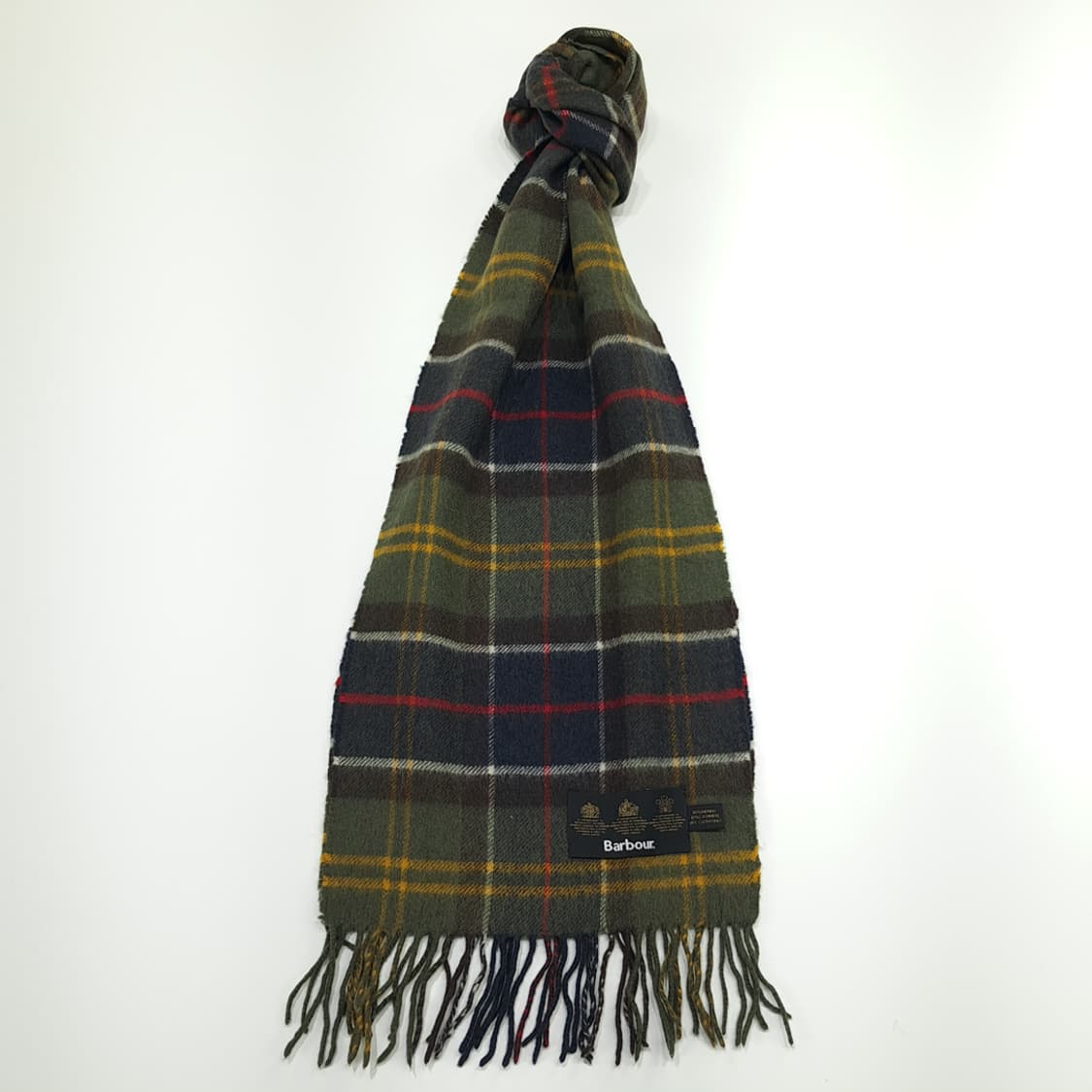 MX313 바버 올리브그린 타탄체크 메리노 캐시미어 목도리 머플러 상품이미지1