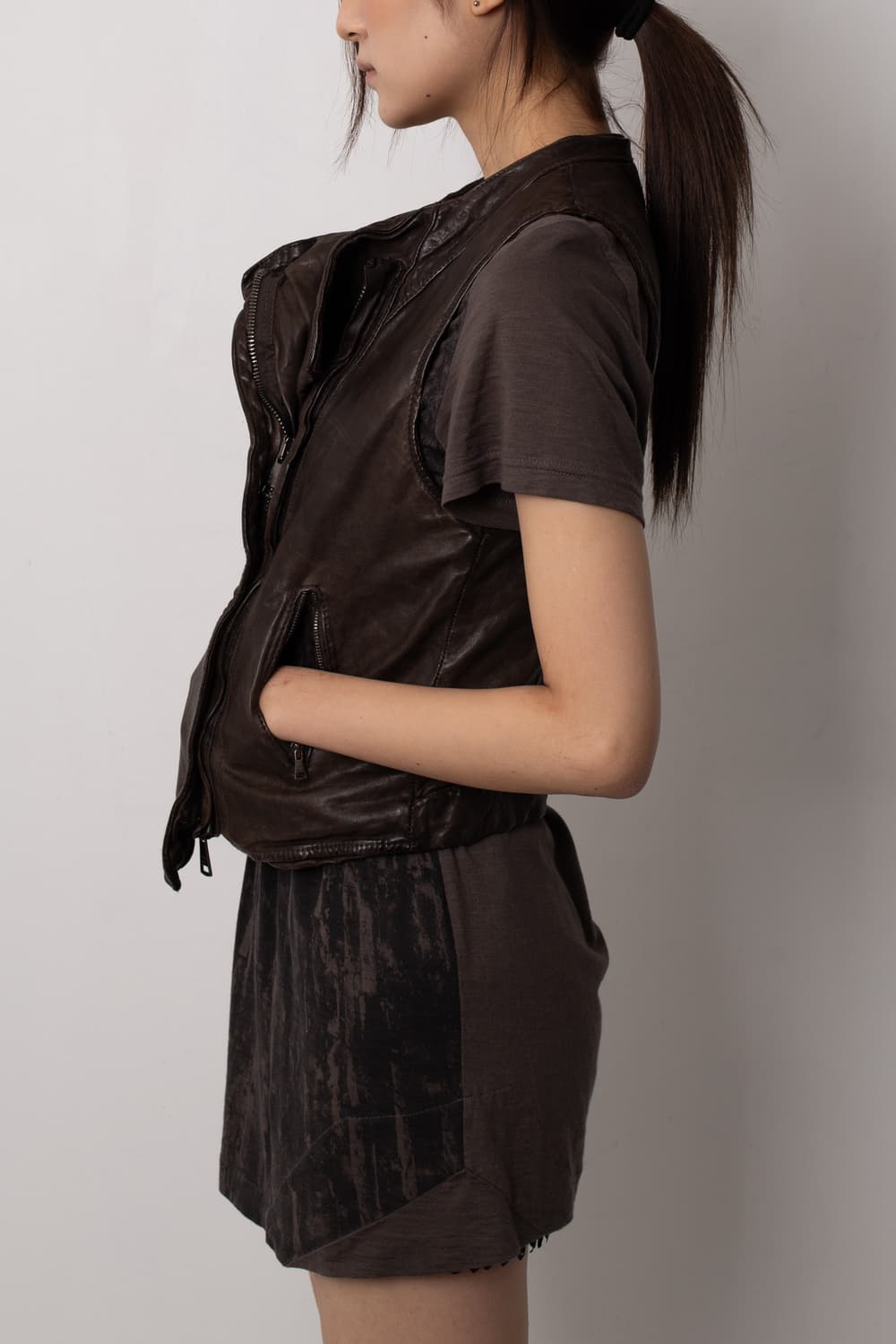 GIORGIO BRATO ASYMMETRICAL LEATHER VEST 상품이미지5