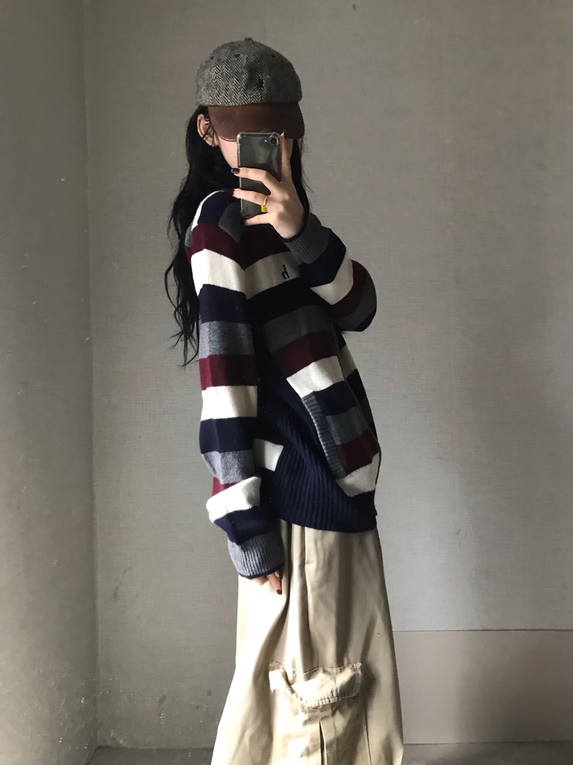 해지스 스트라이프 니트집업 상품이미지2