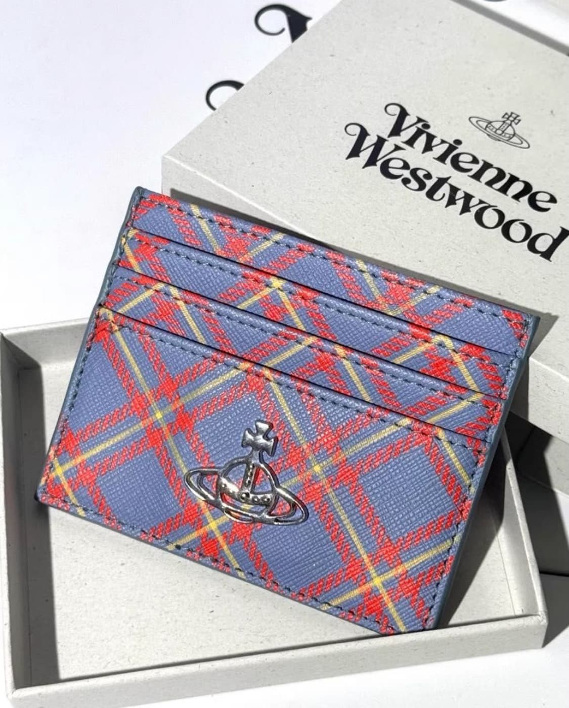 비비안웨스트우드 은장 orb 체크 패턴 카드지갑(풀구성) 상품이미지1