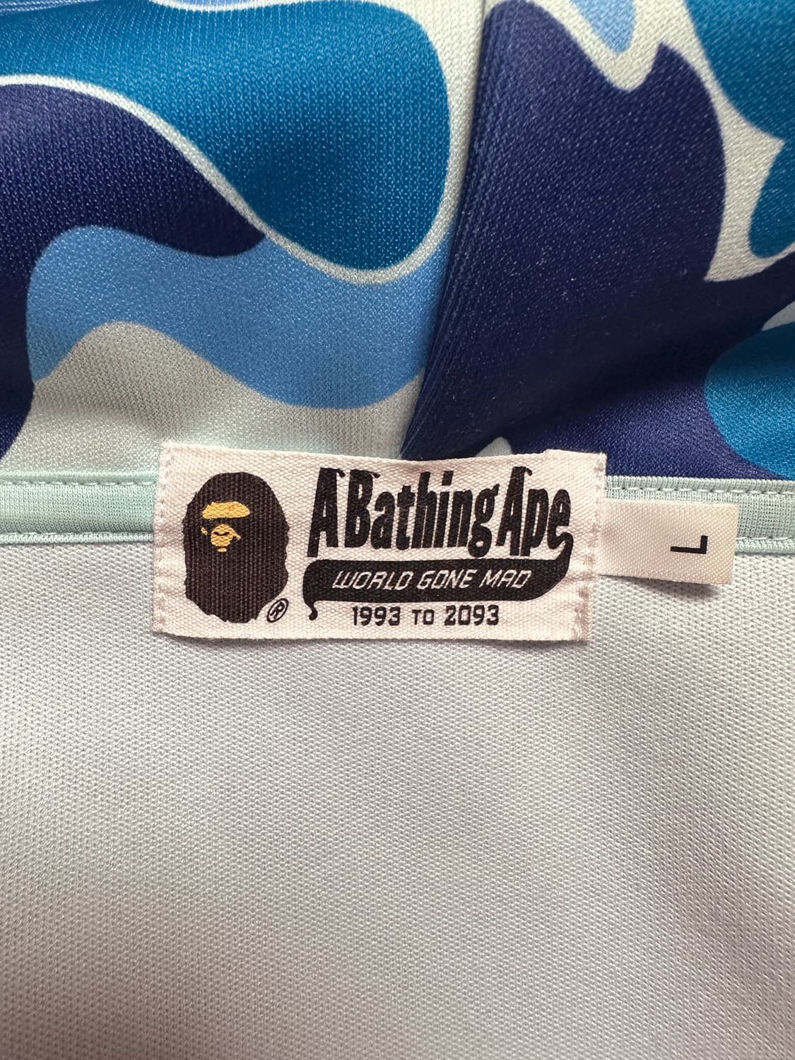 판매) 베이프 ABC 카모 레이온 릴렉스드 핏 샤크 풀 지퍼 후드 블루 상품이미지4