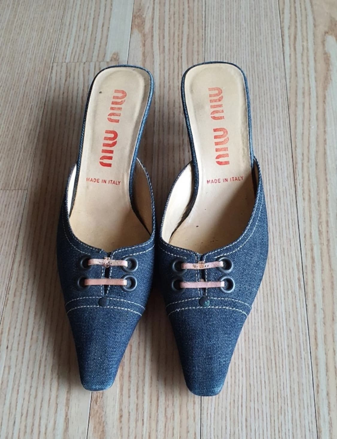Miu Miu 미우미우 빈티지 데님 키튼 힐 뮬 상품이미지2