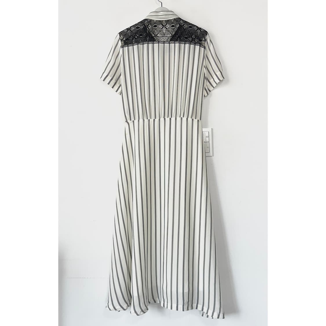 산드로 레이스 패널 스트라이프 셔츠 원피스 상품이미지6