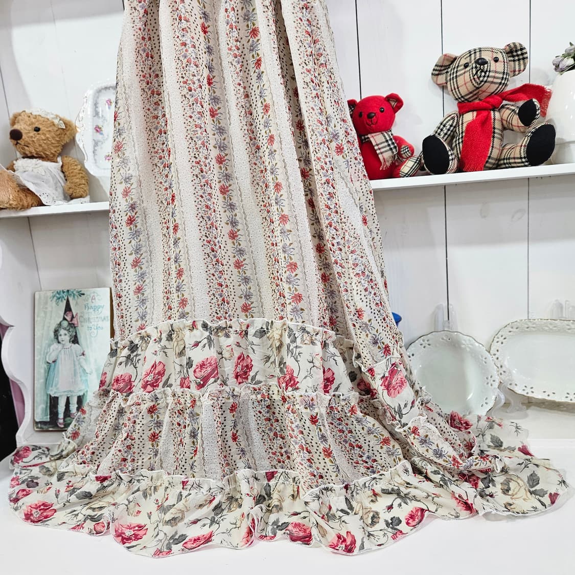 0327플로럴 셔링 롱 원피스 상품이미지4