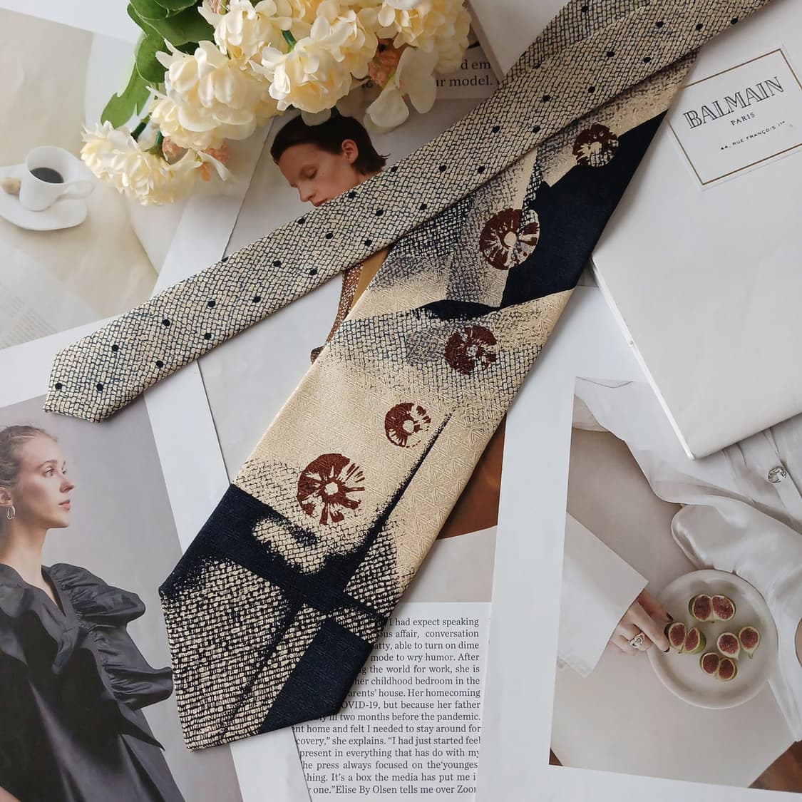 발망 실크 베이지 패턴 넥타이 9.7cm A+~A등급 A19501
발망  상품이미지4