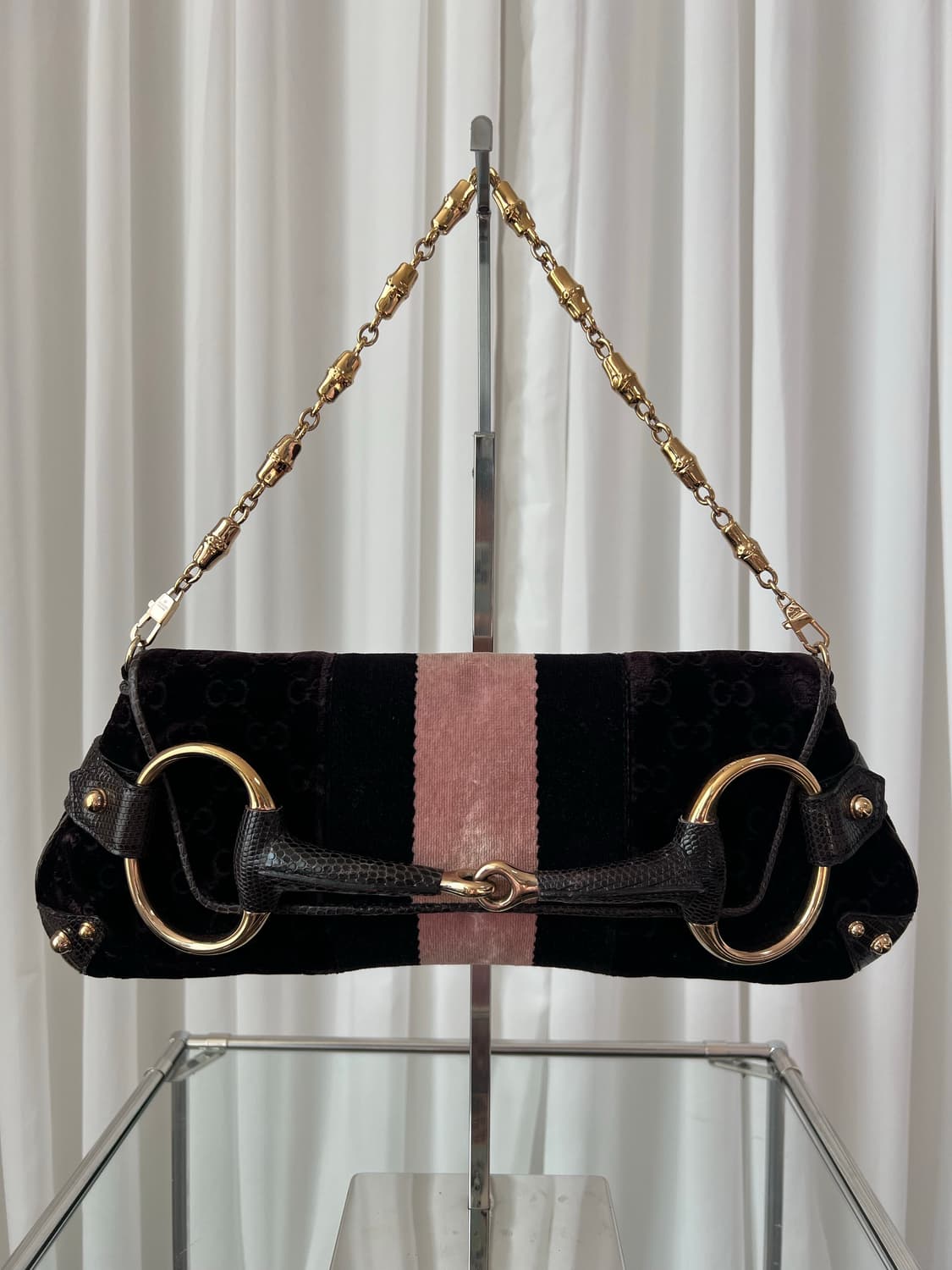 Rare 구찌 홀스빗 FW2004 벨벳 리자드 숄더백 상품이미지4